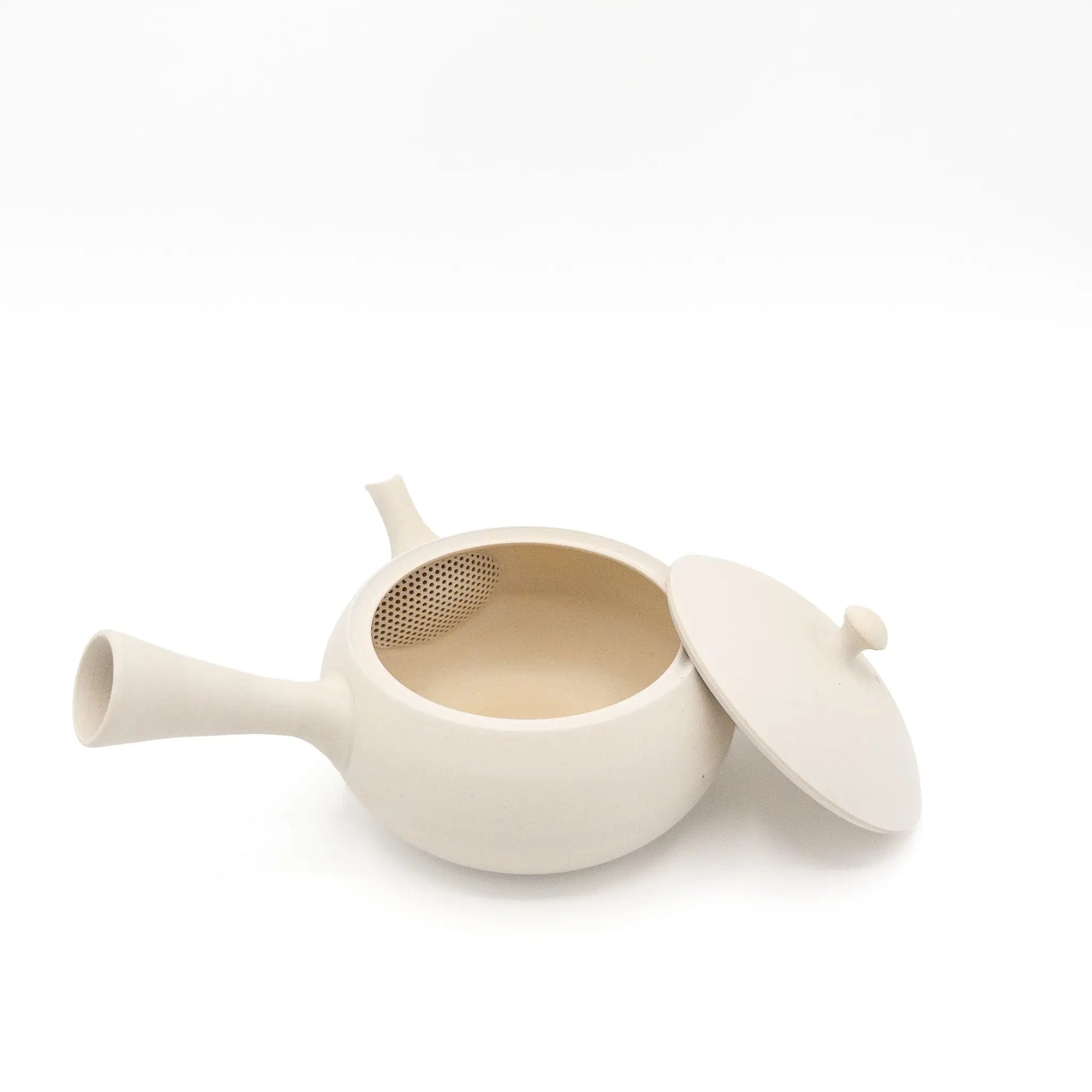 White Flat Round Tokoname Kyusu by Fujita Tokuta (~220ml)