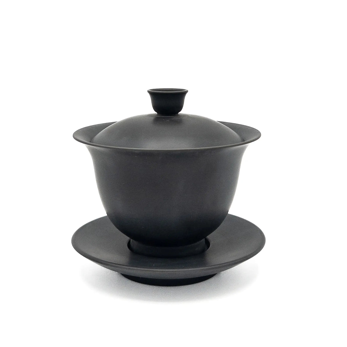 Black Jianshui clay gaiwan 110ml with lid and saucer, handmade Yunnan pottery for gongfu tea