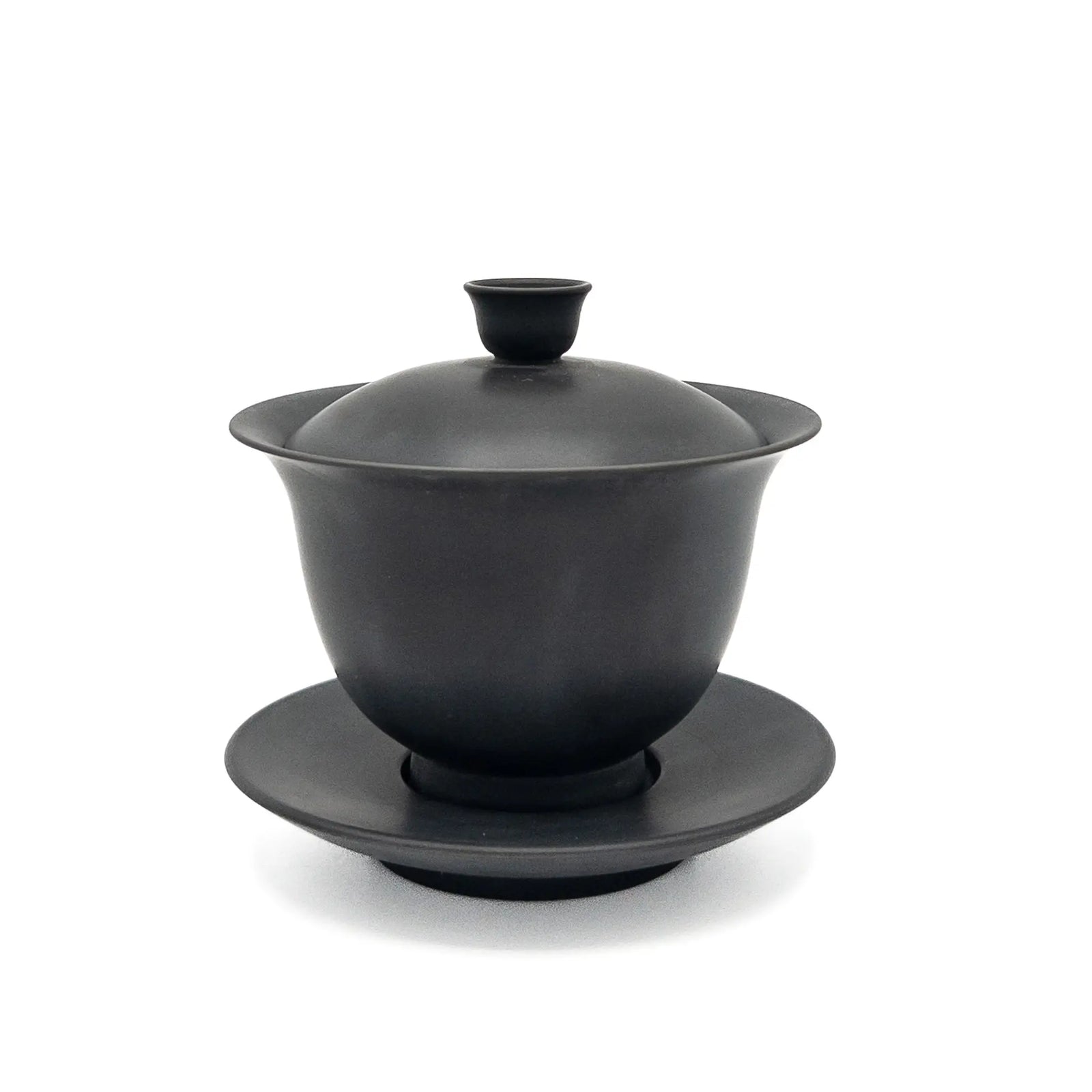 Black Jianshui clay gaiwan 110ml with lid and saucer, handmade Yunnan pottery for gongfu tea